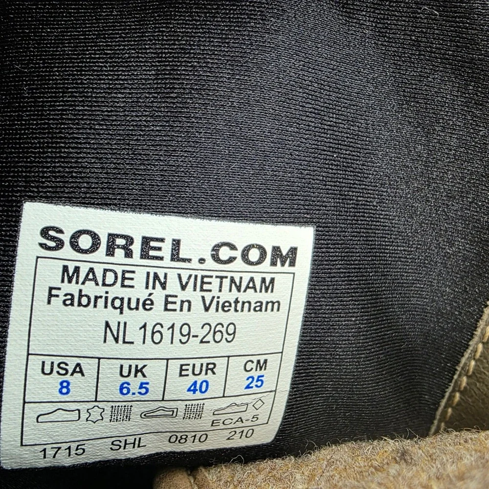 Sorel Sorelli Tall Lace Waterproof Duck Boot Tan Quilted Womens  8 Outdoor Warm